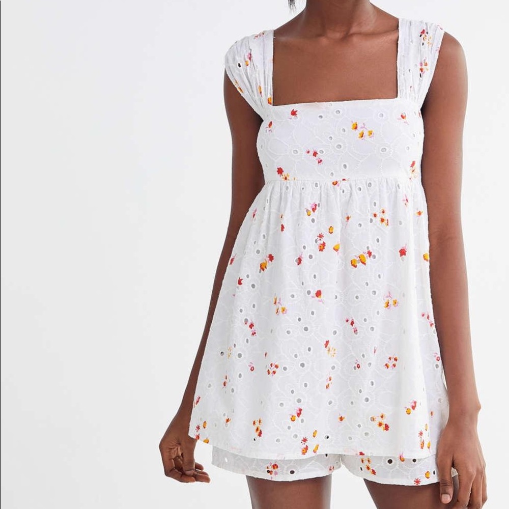 Urban Outfitters Eyelet Babydoll Romper - Small